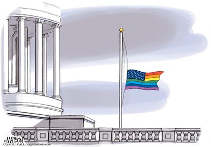 Political cartoon U.S. Gay pride flag Capitol Orlando Terrorism