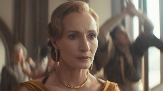 Mon Mothma standing in the middle of a Chandrilan wedding dance floor in Andor season 2 episode 3