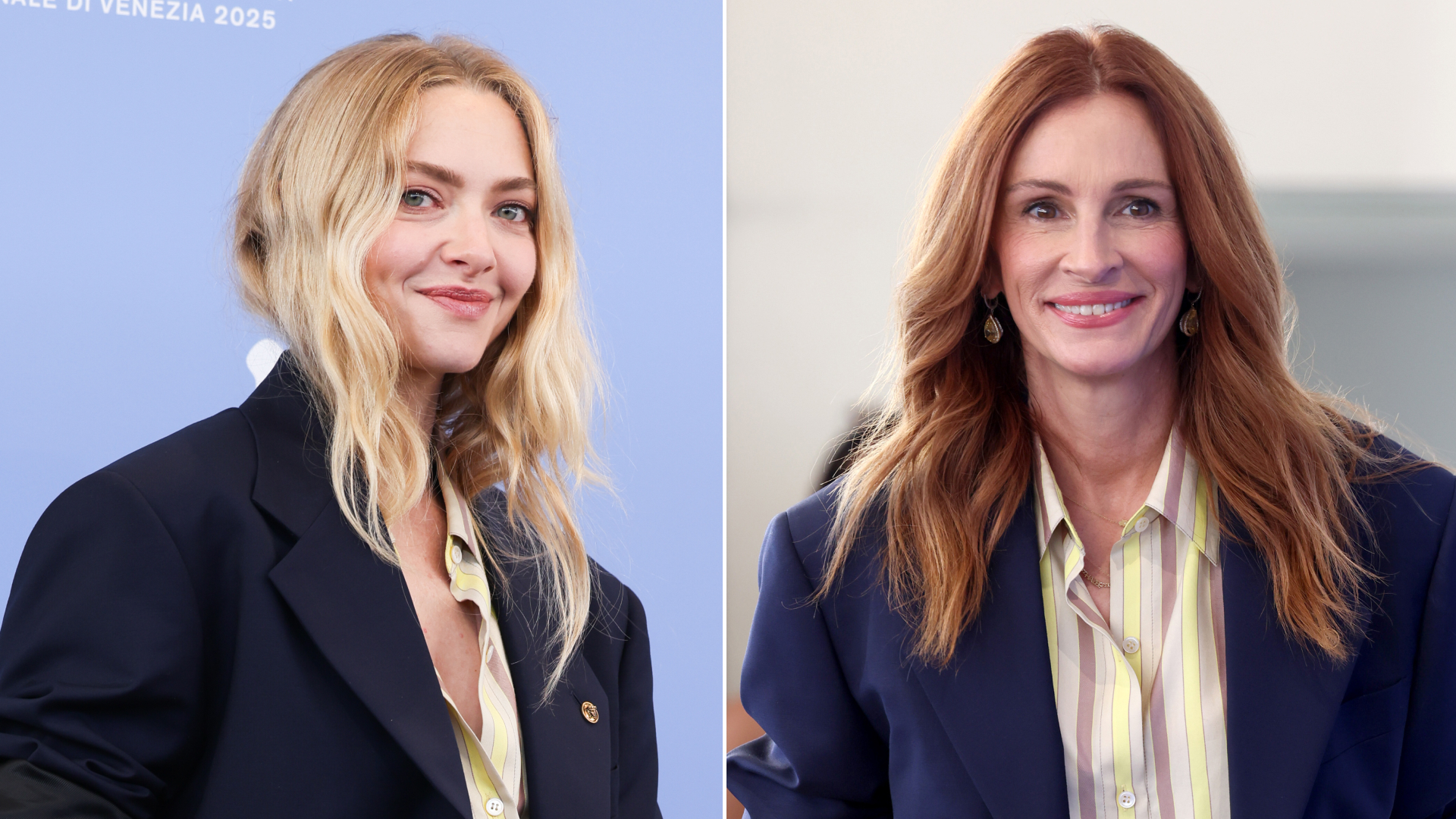 Amanda Seyfried and Julia Roberts Twin in the Exact Same Versace Outfit at Venice Film Festival
