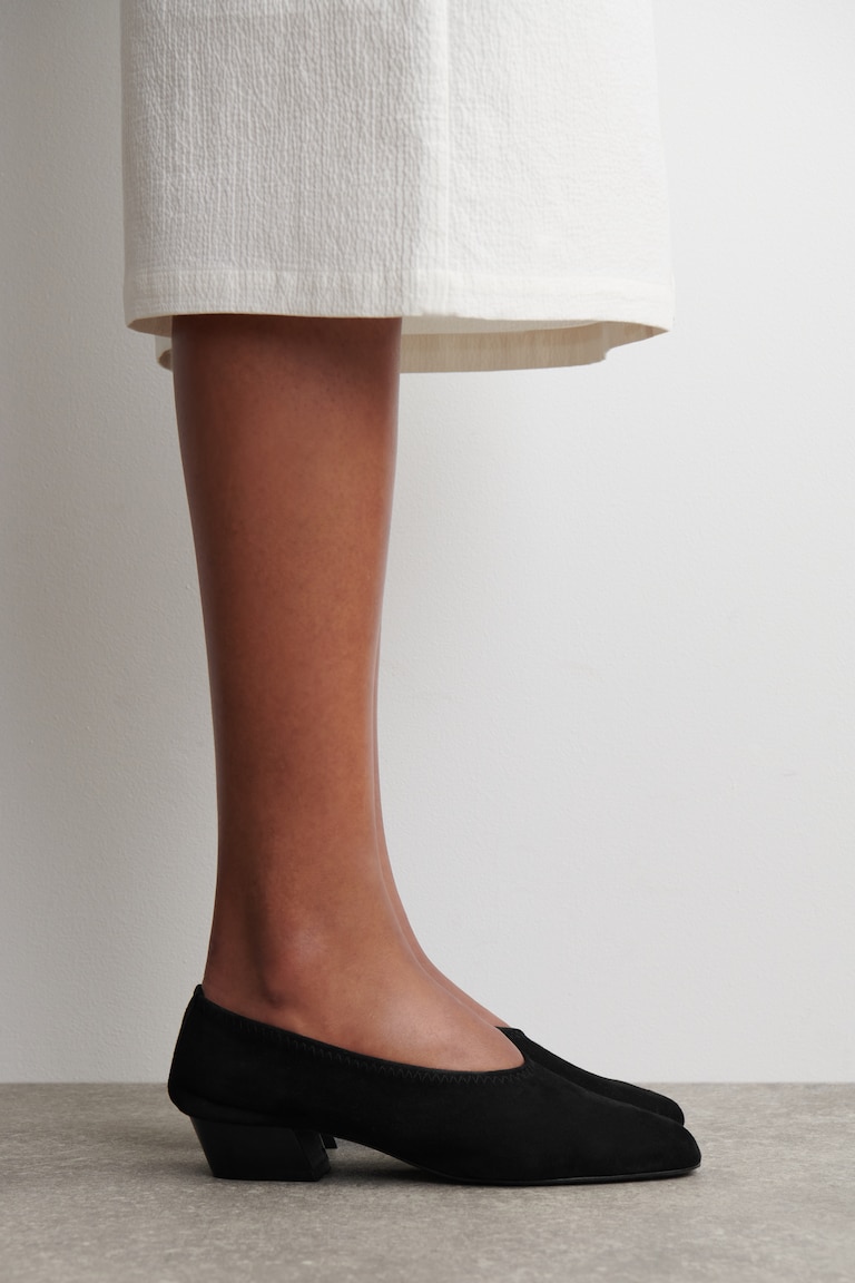 Suede Heeled Ballerinas