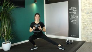Personal trainer Alanah Bray demonstrates a lateral lunge