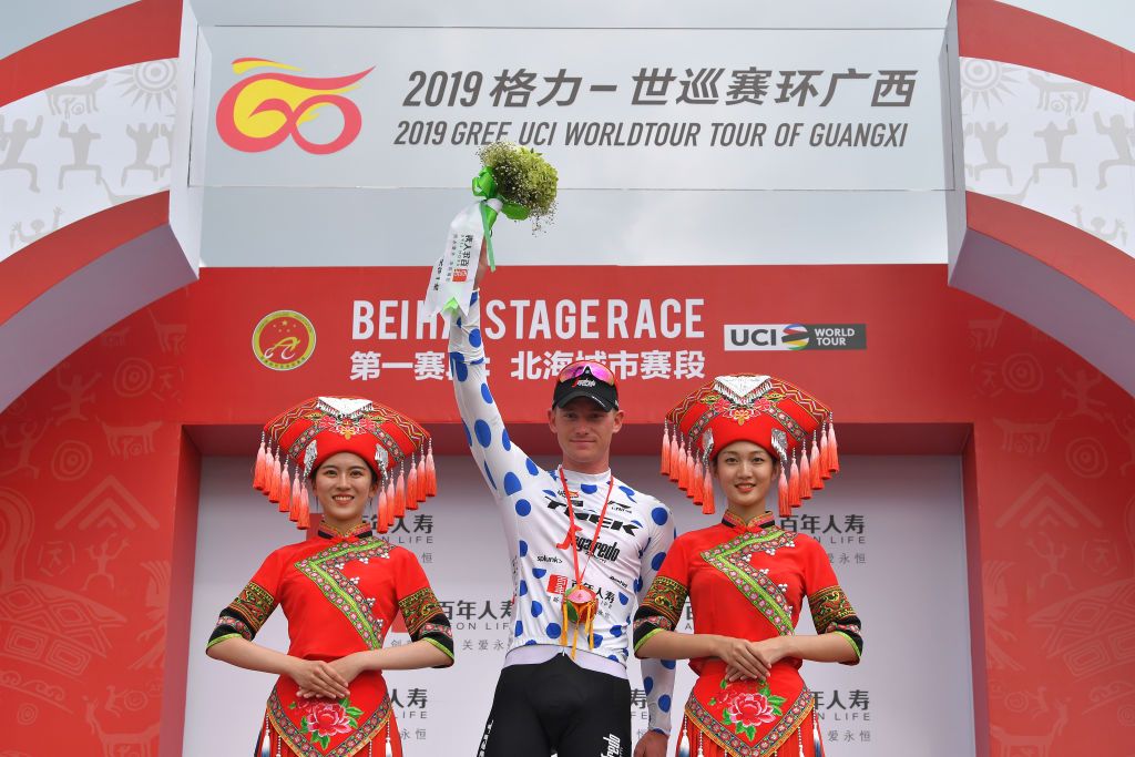 Ryan Mullen in the mountains jersey at the Tour of Guangxi