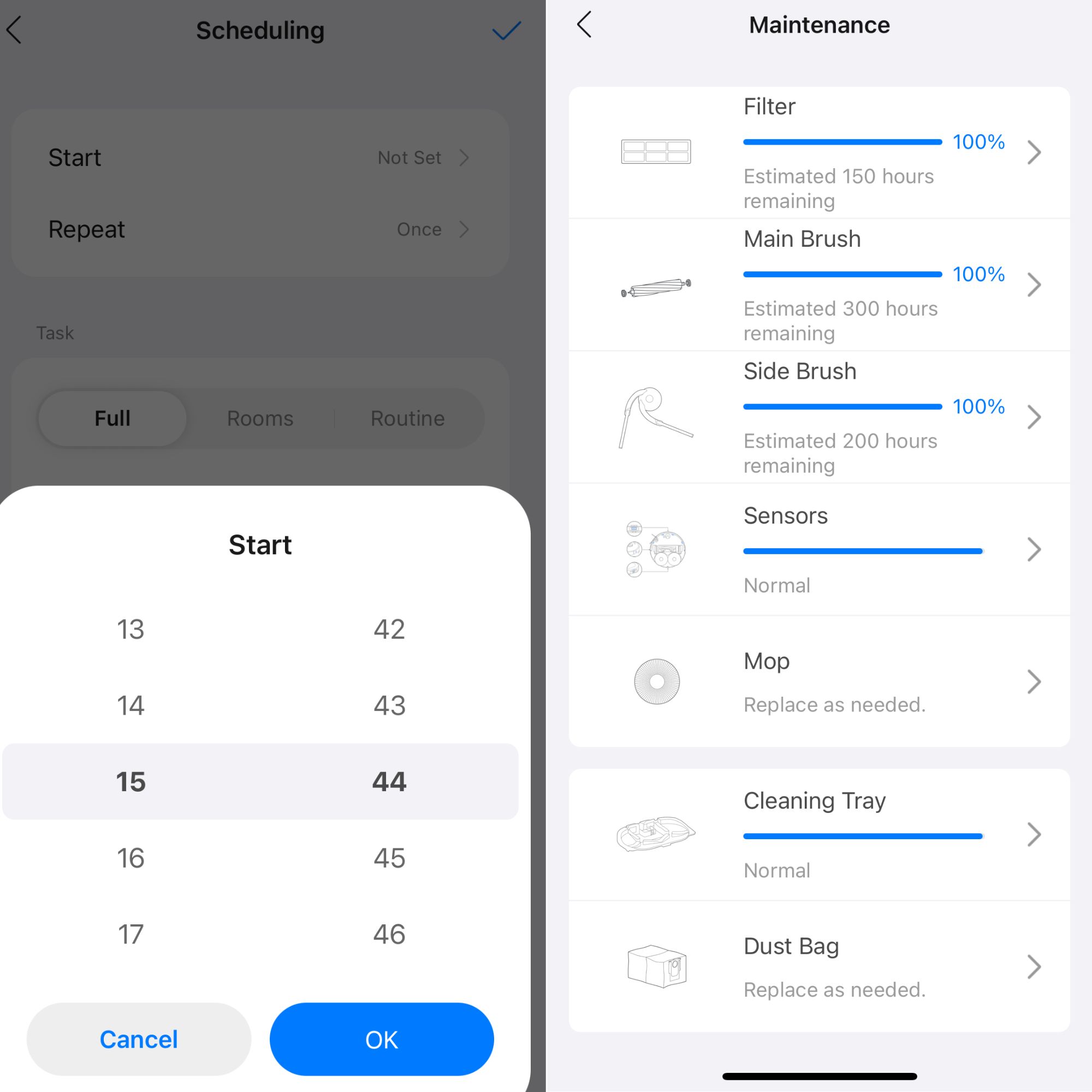 Screenshot of Roborock QV 35S Robot Vacuum With Mop app