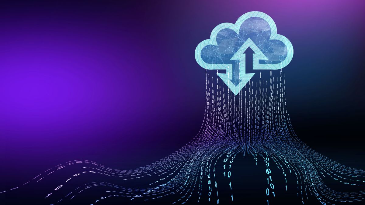 Graphic of data emerging from a cloud to illustrate cloud repatriation