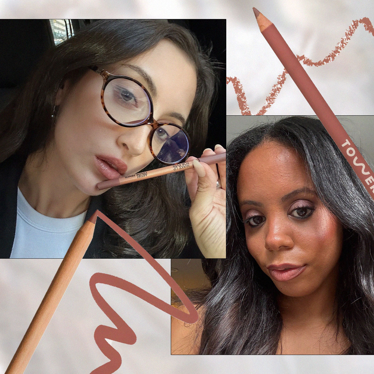 Images of WWW editors wearing nude lip liners.