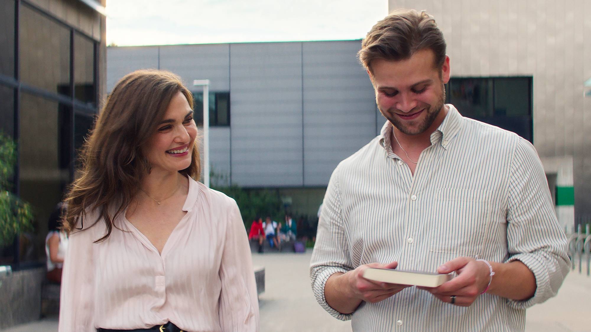 Rachel Weisz as The Protagonist and Leo Woodall as Vladimir in "Vladimir" on Netflix 