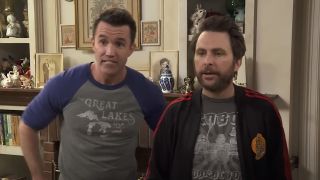 charlie and mac talking to Charlie's mom in It's Always Sunny in Philadelphia Season 16