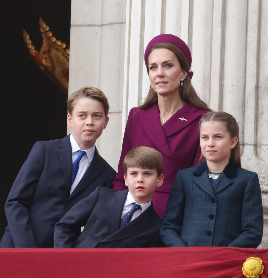 Princess Kate, Prince George, Prince Louis and Prince William on the balcony at Buckingham Palace