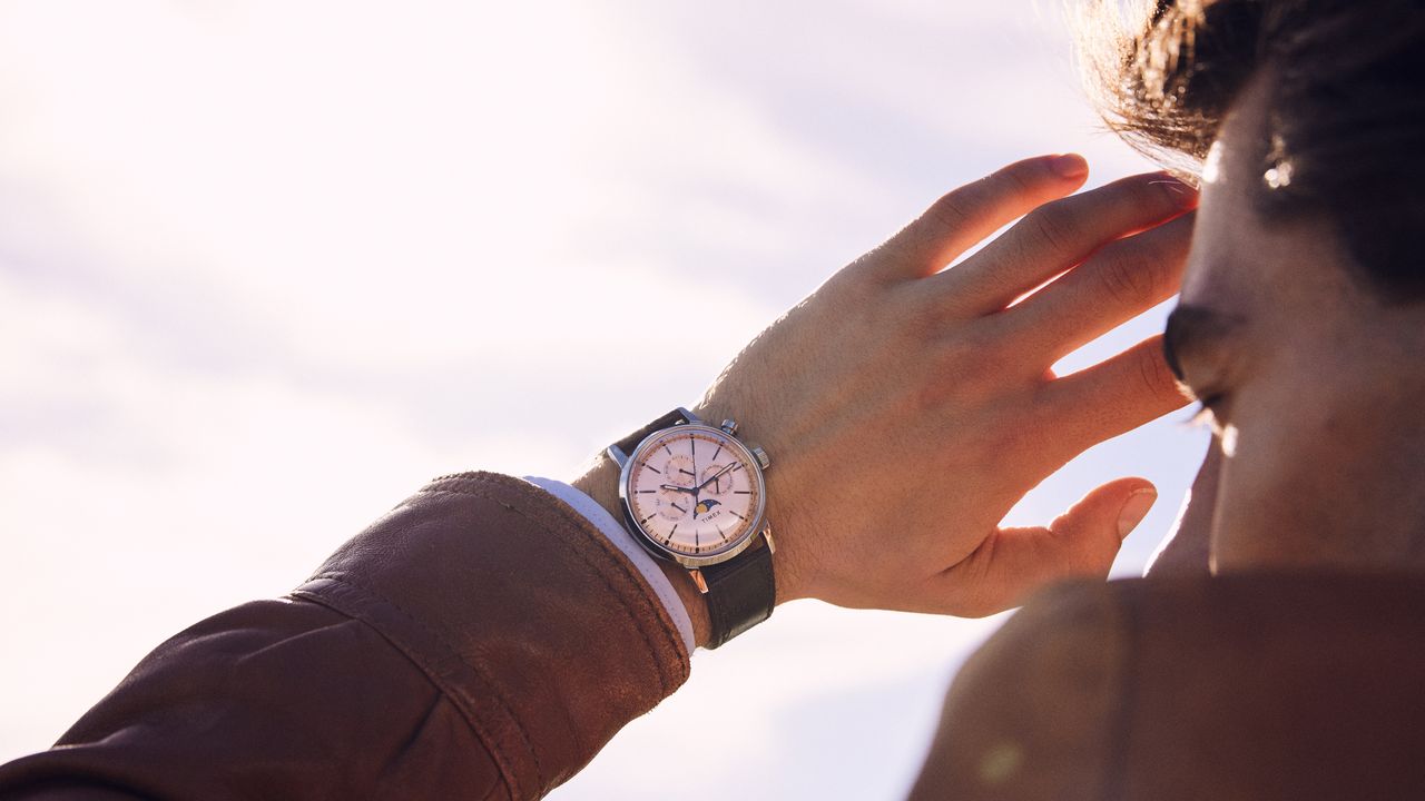 The Timex Marlin Moonphase worn on a wrist