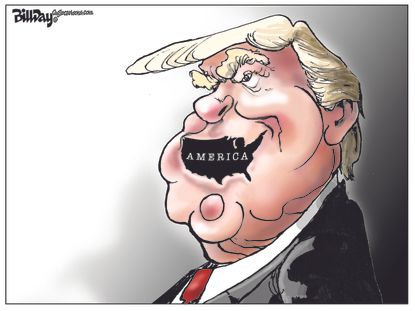 Political Cartoon U.S. Trump America speech