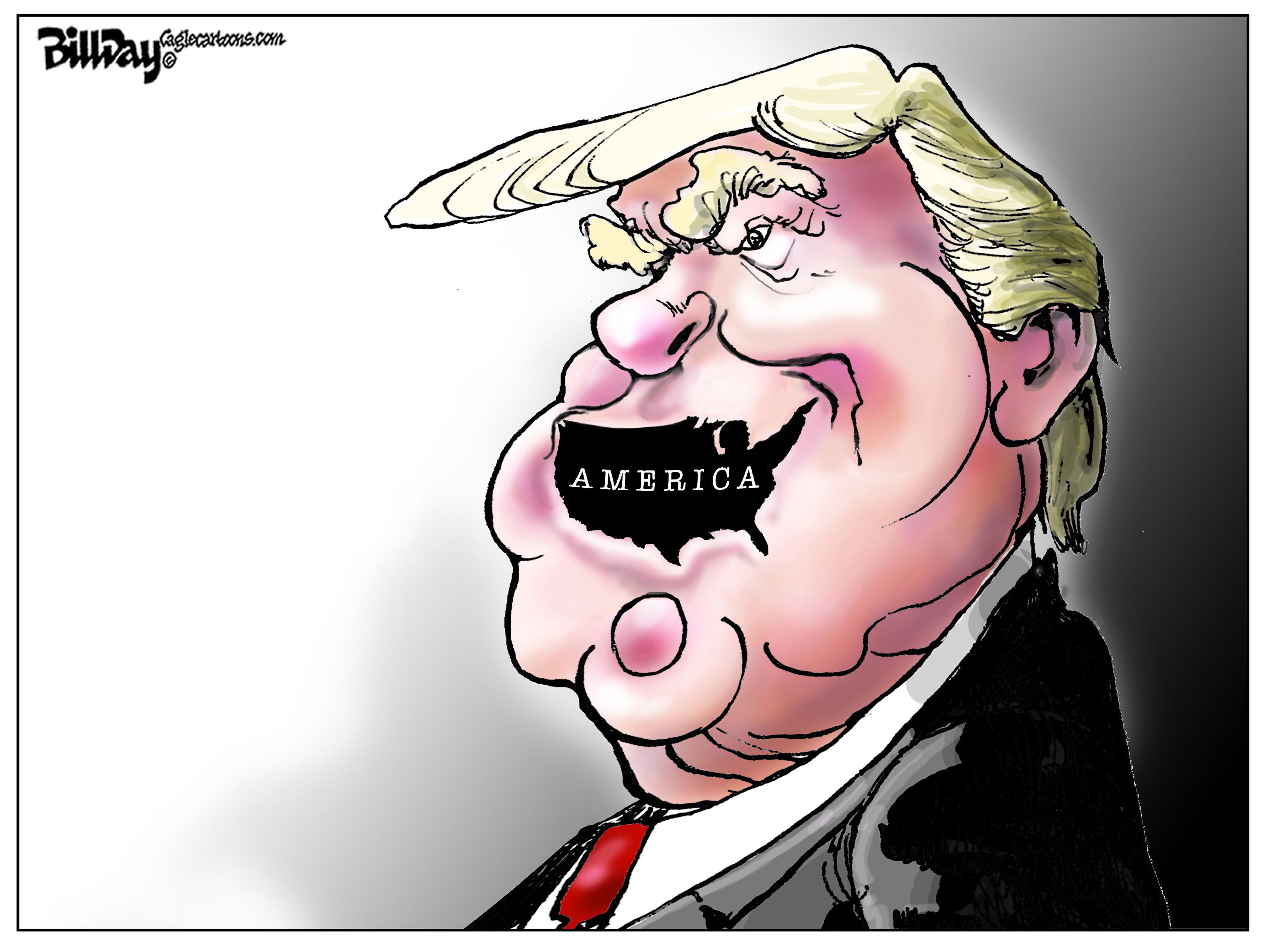 Political Cartoon U.S. Trump America speech
