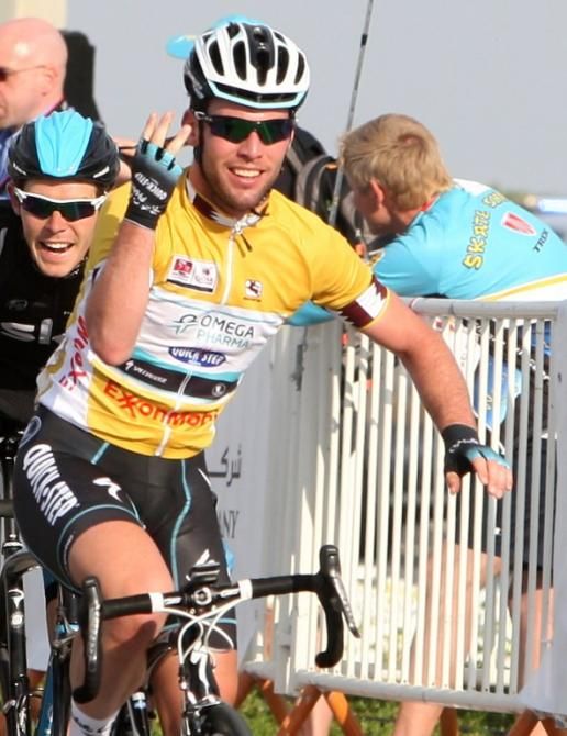 Mark Cavendish (Omega Pharma-Quick Step) made it three in a row at the Tour of Qatar