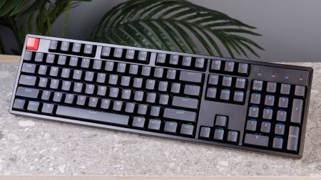 A black Keychron K10 V2 mechanical custom keyboard