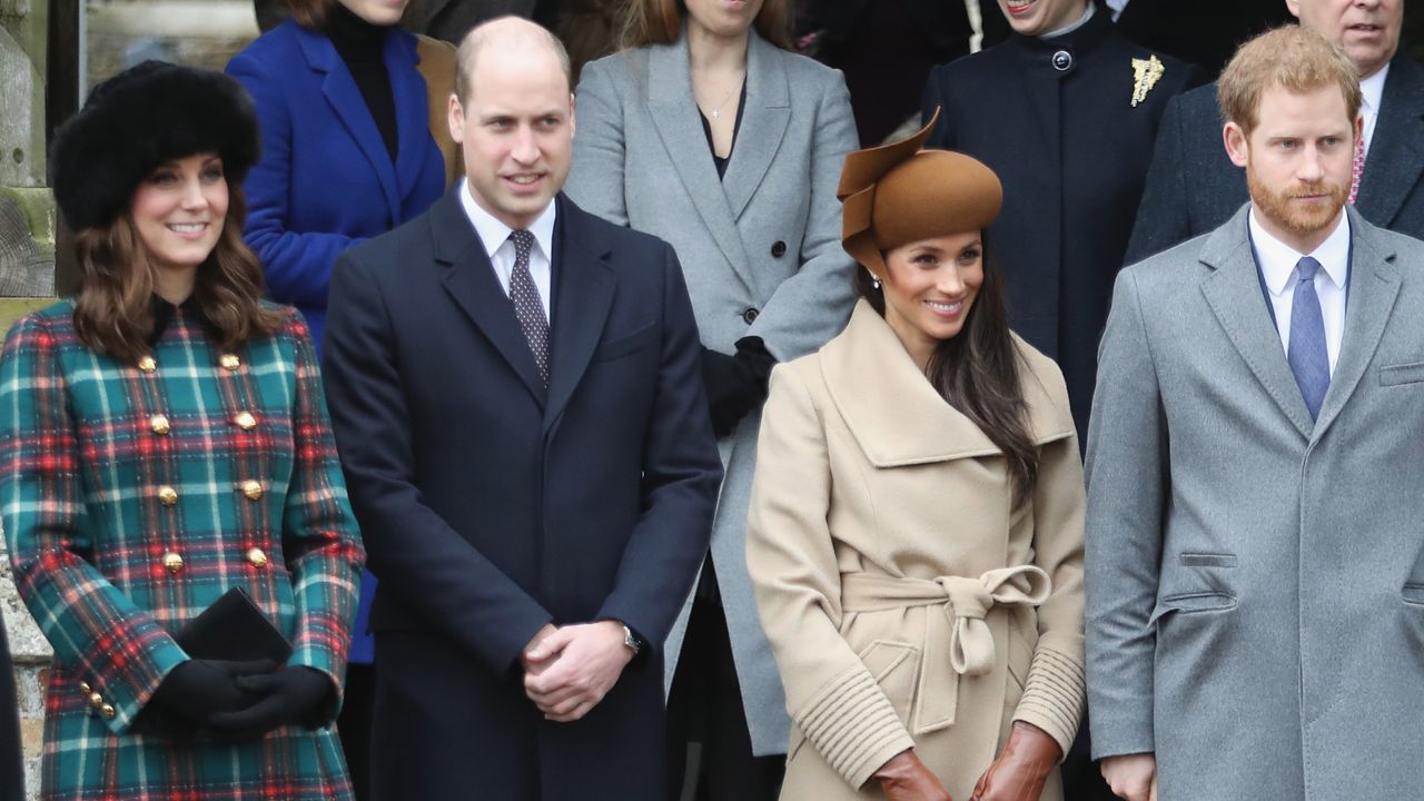 Meghan Markle attends a Christmas Day church service alongside Prince William, Kate Middleton, and Prince Harry.