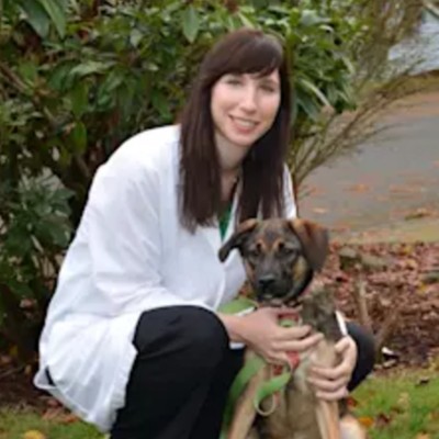 Dr Liza Cahn with a dog