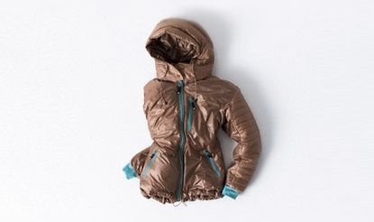 Brown and teal puffer jacket