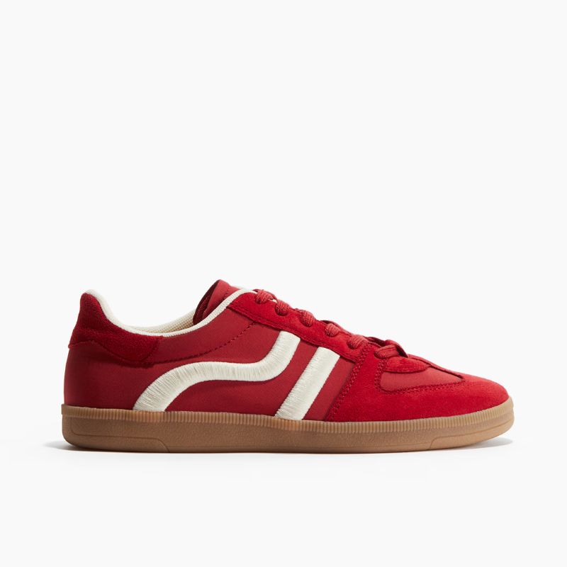 H&amp;amp;M red and white trainers cut out 