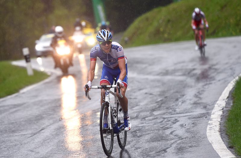 Thibaut Pinot (FDJ) mastered the wet to claim the stage win