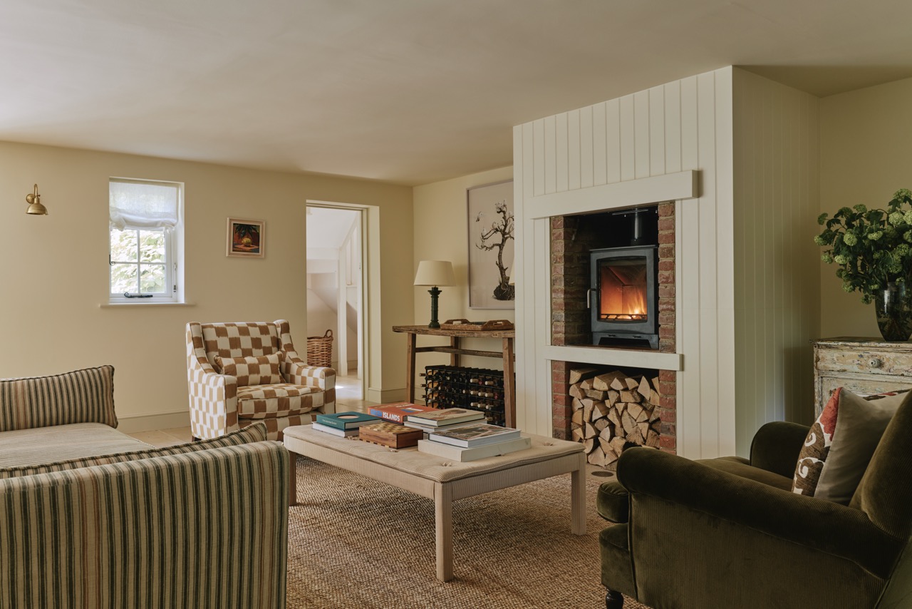 Pale yellow living room
