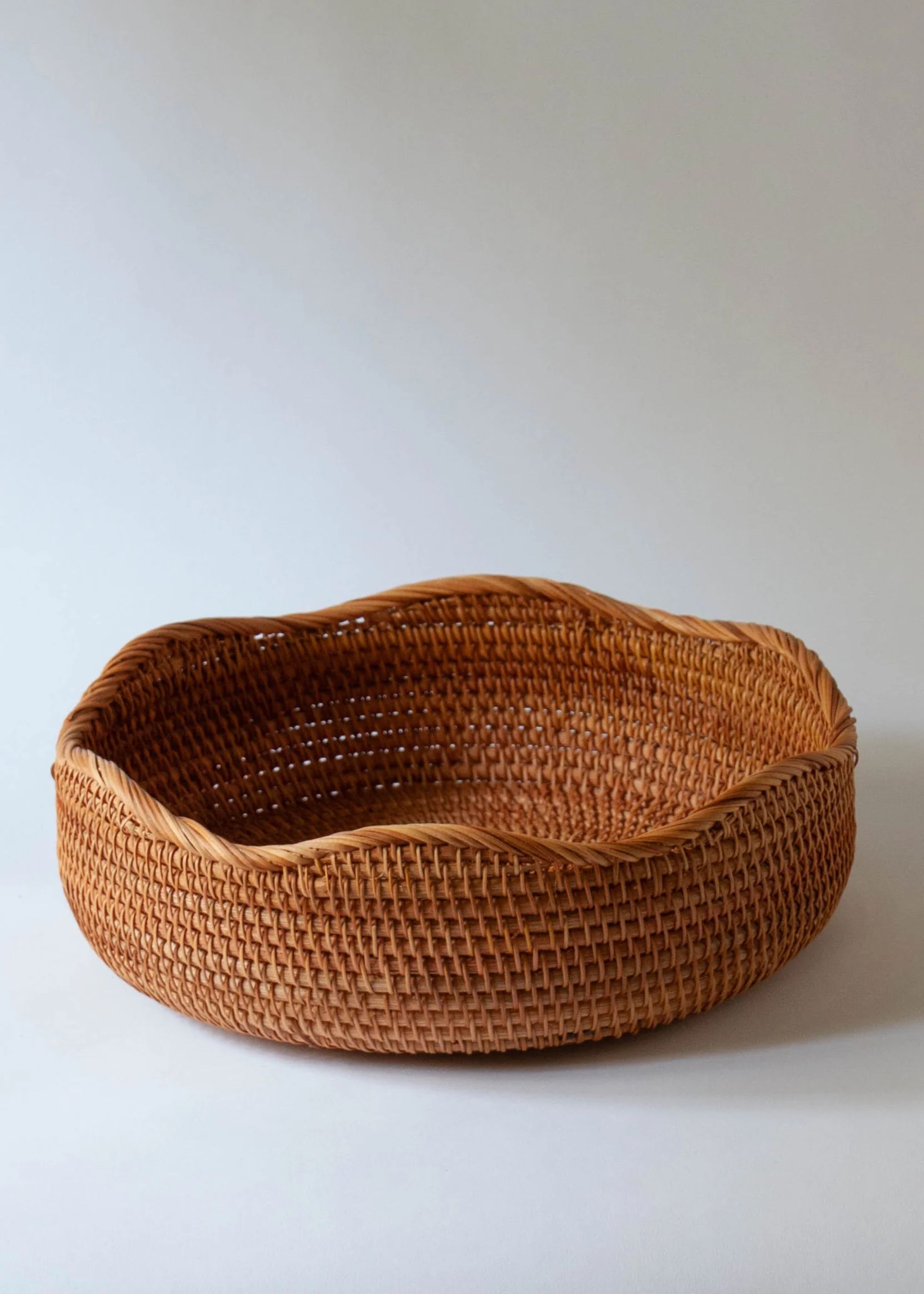 Anboise, Lena Scalloped Rattan Bowl - Large