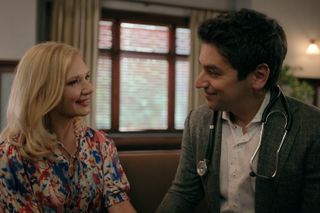 Teryl Rothery as Muriel St. Claire, Mark Ghanime as Dr. Cameron Hayek in episode 509 of Virgin River