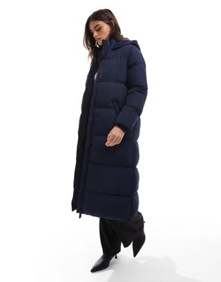 French Connection Premium Maxi Puffer Coat in Midnight Navy