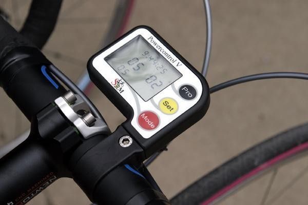 The SRM controls on Rebecca's bike.