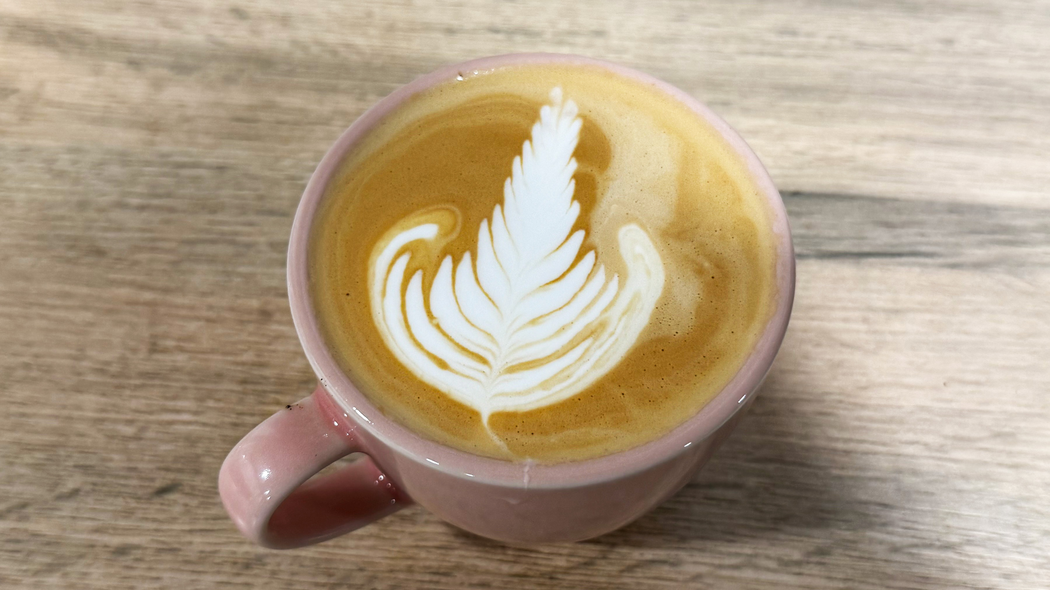 a flat white/latte made on the Cuisinart Grind, Tamp and Brew