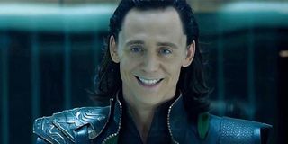Loki (Tom Hiddleston) smiles in The Avengers (2012)