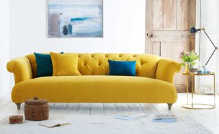 Loaf Dixie velvet sofa in Bumblebee Clever velvet