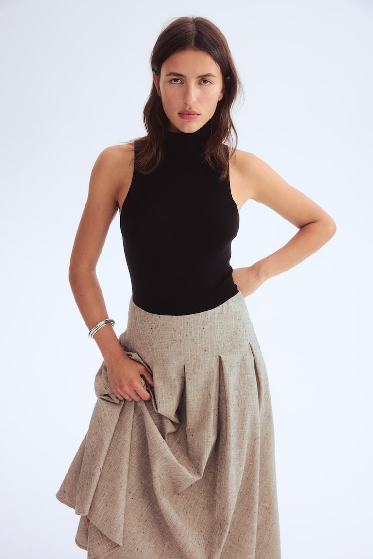 Polo-Neck Wool Top
