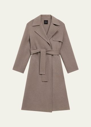 Wool & Cashmere Long Wrap Trench Coat