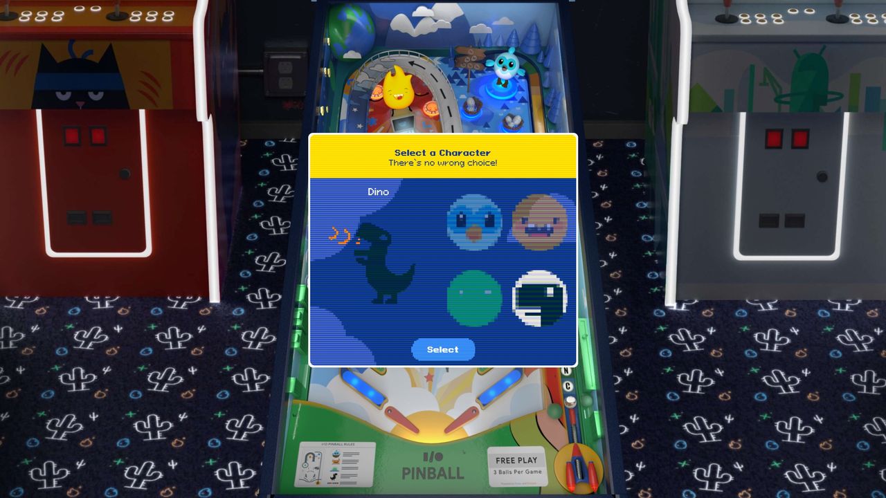 Google I/O Pinball Character Selection - Dino