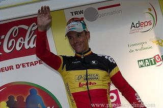 Winner Philippe Gilbert (Omega Pharma-Lotto) on the podium.