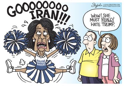 Political Cartoon U.S. Maxine Waters Cheerleading Iran Anti-War