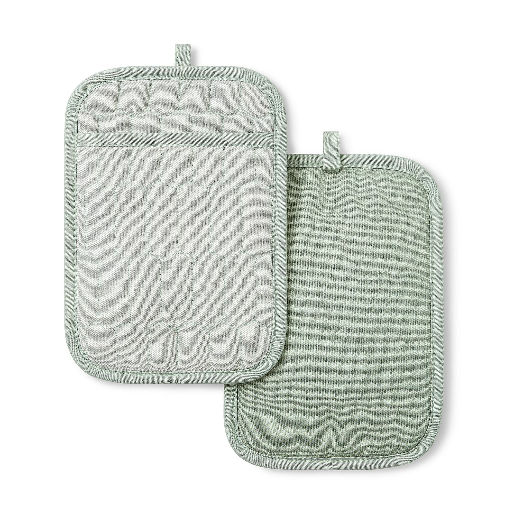 Mint green quilted pot holders