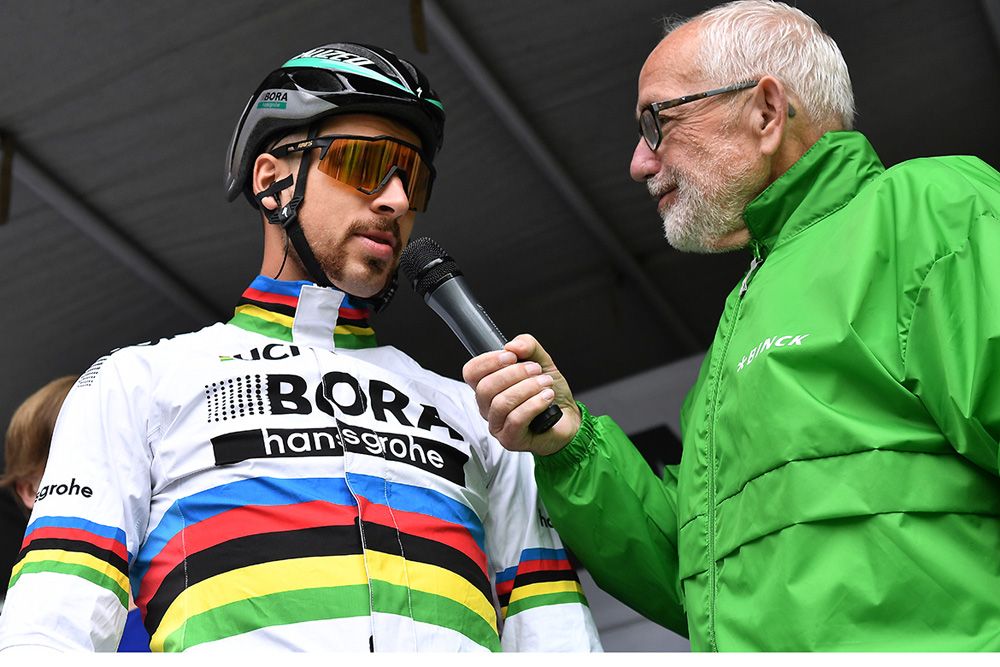 World champion Peter Sagan was dressed for a day in the rain