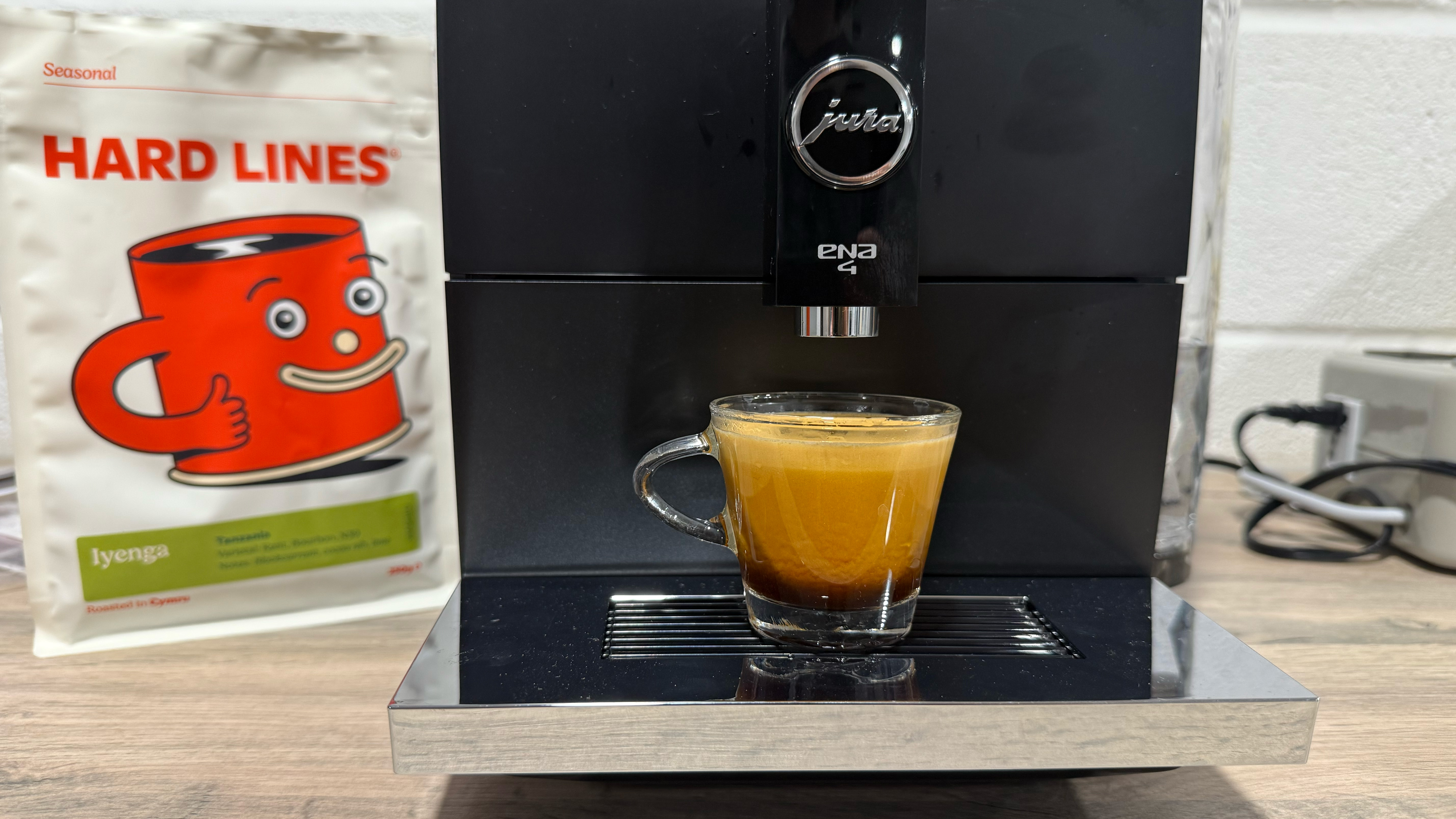 a shot of espresso made by the jura ena 4