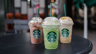 Three Starbucks frappuccinos