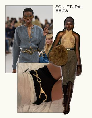 a collage of images featuring fall's most noteworthy accessory trends