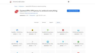 A screenshot of ExpressVPN's browser extension page in the Chrome store
