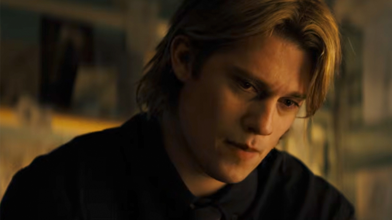 A close up of Nicholas Galitzine looking sad as Adam in Masters of the Universe