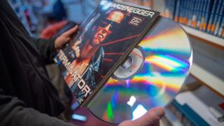 A rare LaserDisc for the film Terminator in a disc shop.