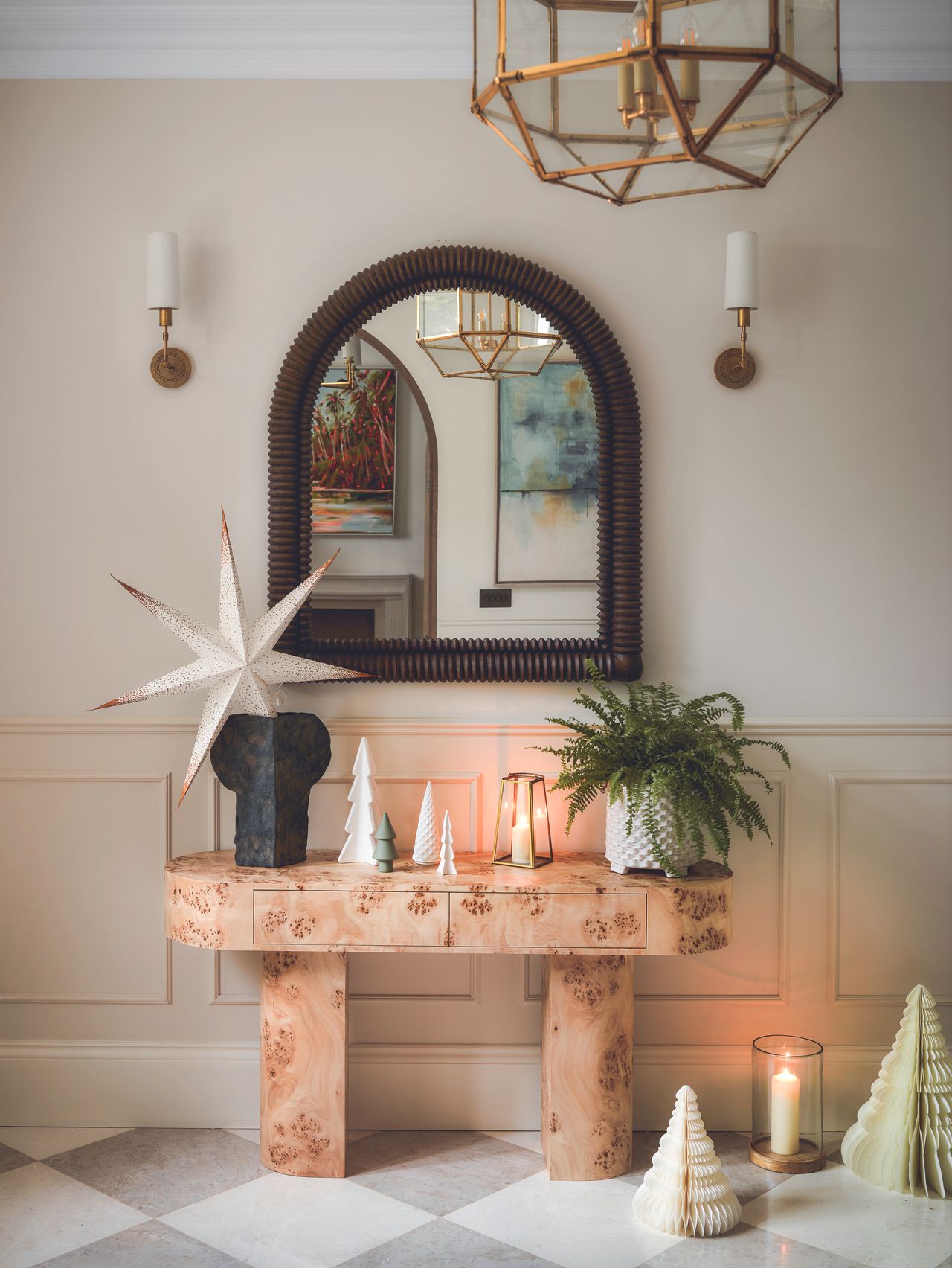The house entryway with Christmas decor