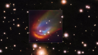The central square image, taken with the MUSE instrument on ESO&rsquo;s Very Large Telescope, shows shock waves around the dead star RXJ0528+2838. 