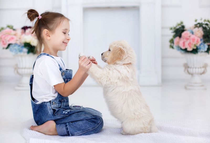 Little Girl and Puppy