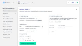 Cloudways' user dashboard with access details tab for WordPress site management