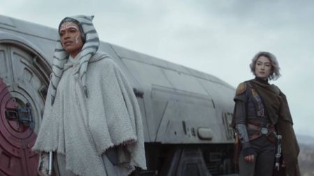 Rosario Dawson as Ahsoka Tano and Natasha Liu Bordizzo as Sabine Wren in Ahsoka season 2