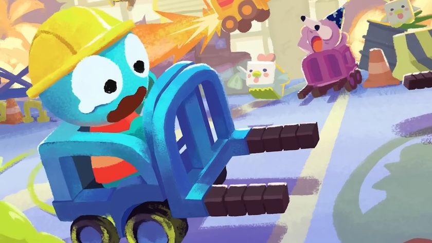 Crashout Crew artwork of blue worker in blue forklift crying