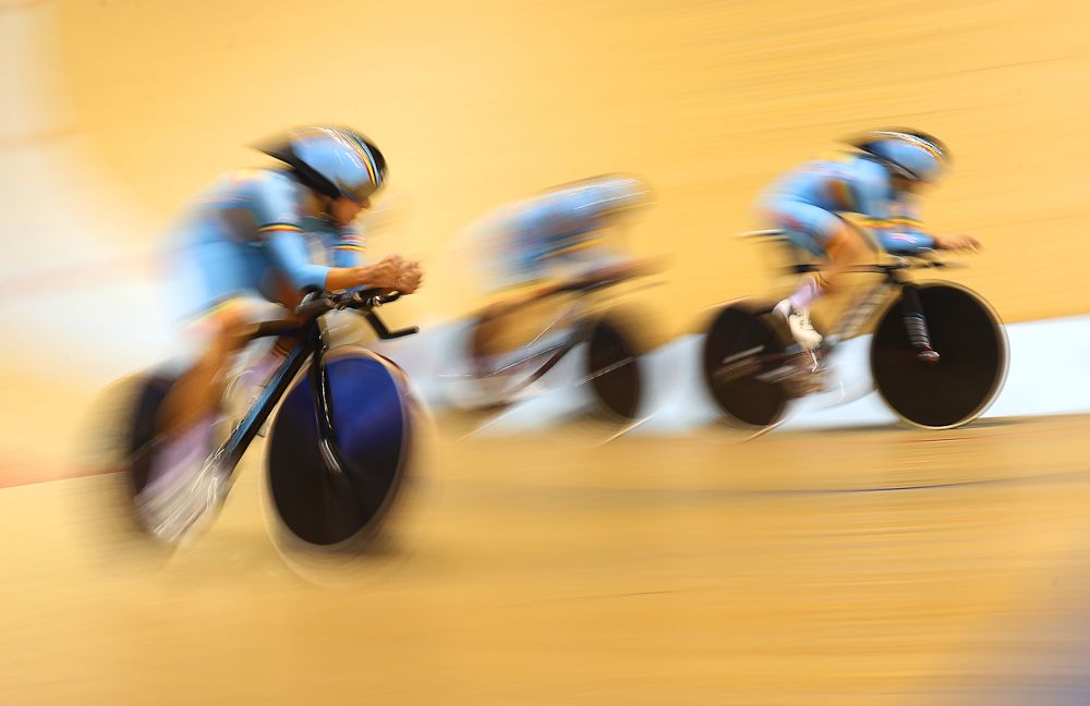 Lotte Kopecky, Gilke Croket, Annelies Dom and Lenny Druyts of Belgium compete in the Women's Team Pursuit